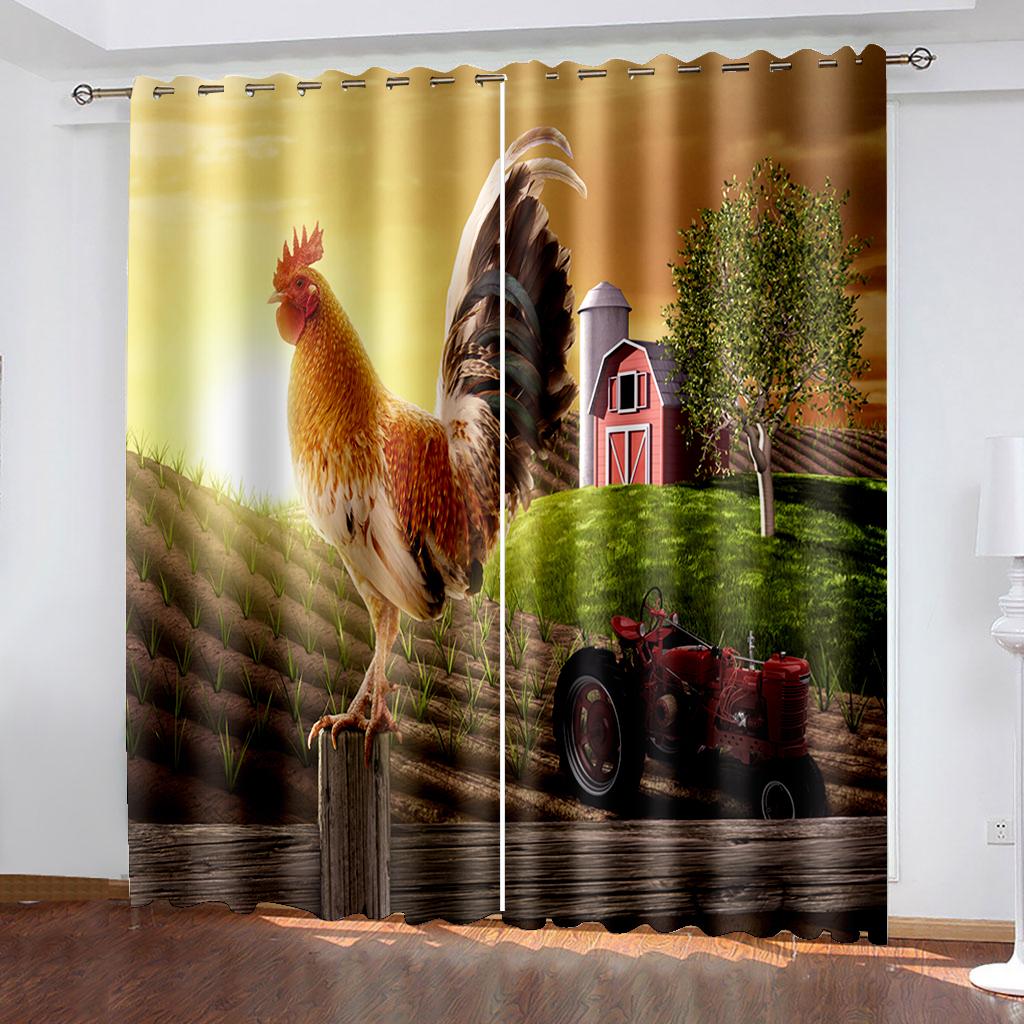 Rooster Miller-Aniaml Chicken Window Curtains, Living Room, Kitchen, Balcony, Home Decor, Bedroom, Patio Decoration
