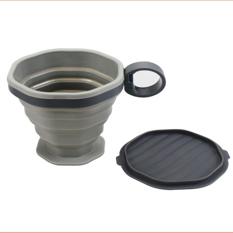 Silicone Folding Coffee Cup Portable Outdoor Folding Water Cup Travel Carrying Cup With Lid Mouthwash Cup For Camping And Hiking