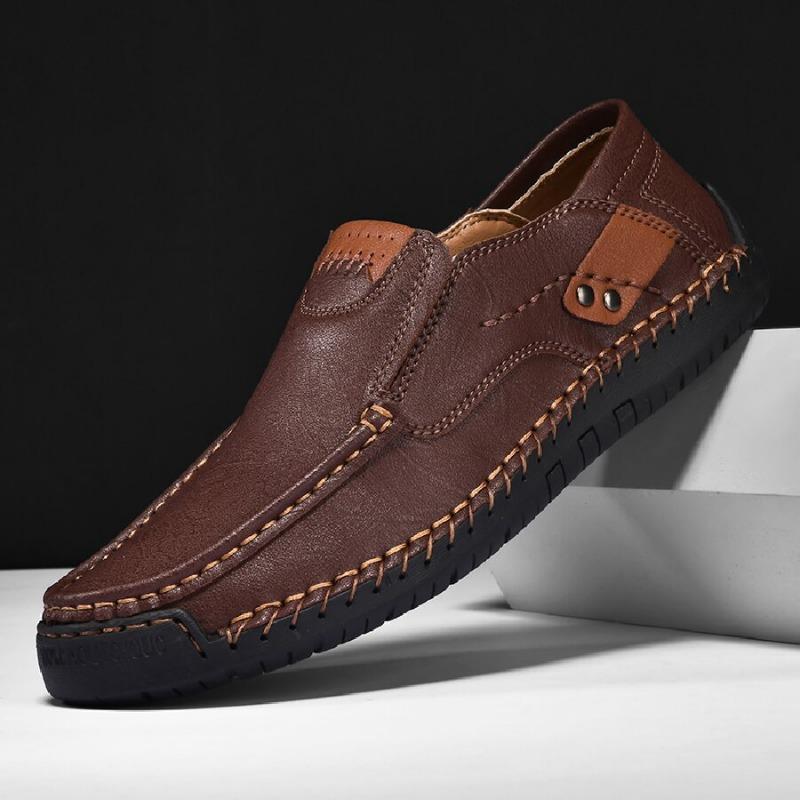 Roman Men Leather Shoes 2025 Handmade Comfortable Men Flat Shoes Loafers Outdoor Hot Sale Walking Shoes Plus 38-48 Fast Shipping