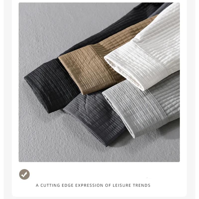 Spring Autumn Long Sleeve Shirt Men Daily Casual Men Shirts Turn-down Collar Solid Color Shirts with Pocket Simple Style Men Tops