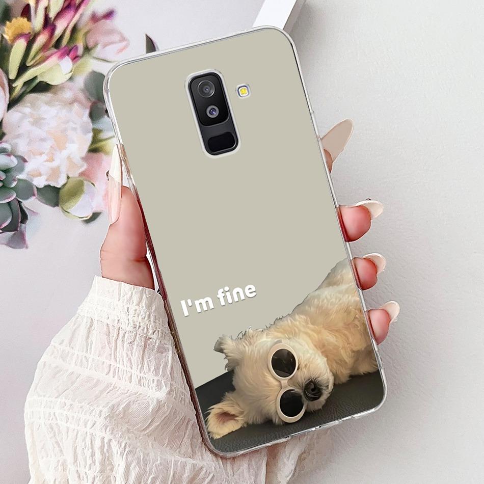 For Samsung Galaxy A6 Plus 2018 Phone Case On Samsung A6+ (2018) A6 A600F A605G Elegant Floral Cat Soft Silicone Clear TPU Cases