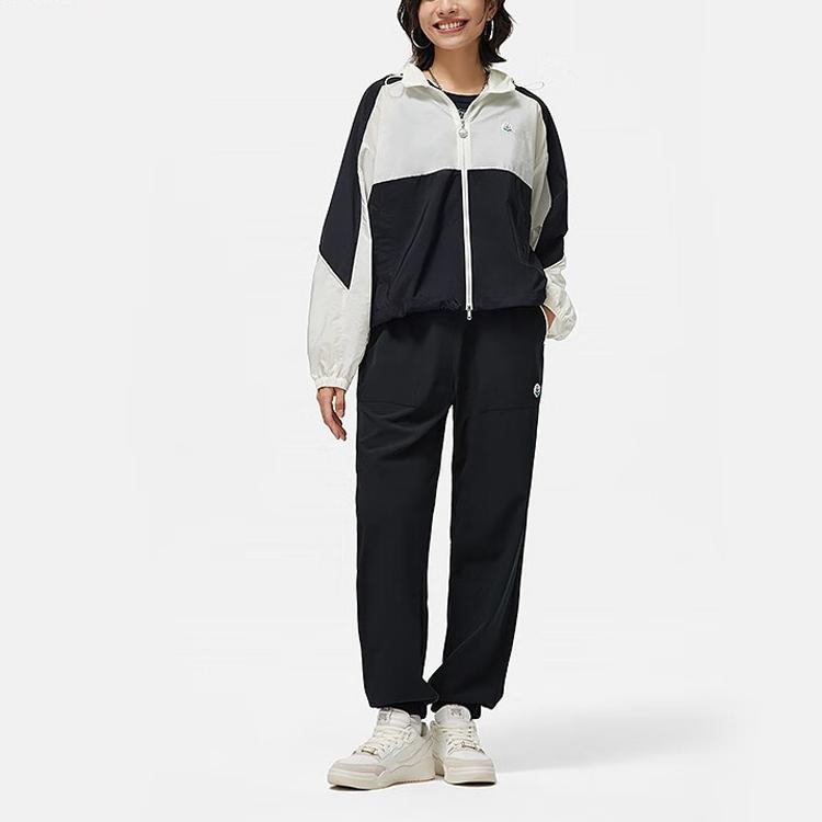 Li-Ning Pure Color Mid-Waist Drawstring Knit Sports Pants Women Bottoms Black AYKT434-3