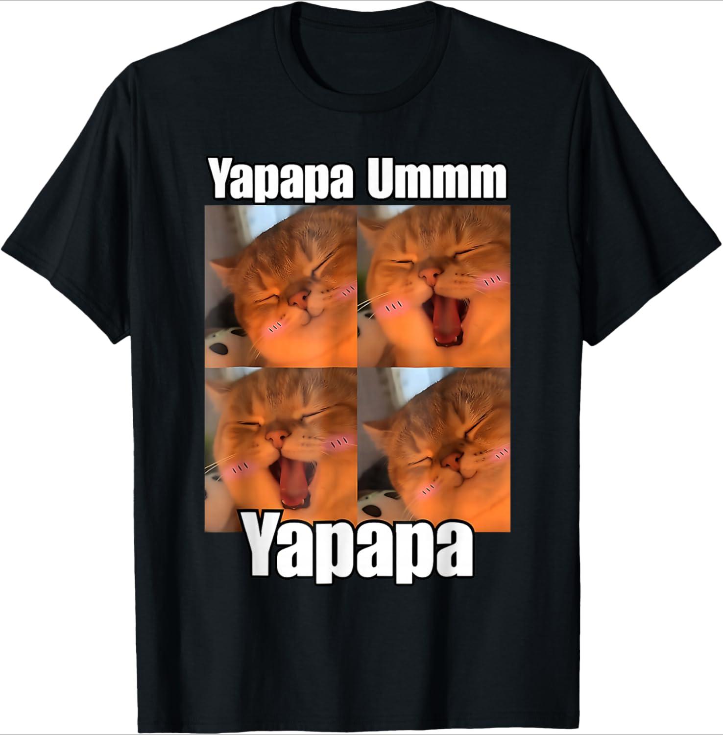 

Yapapa Ummm Cat Meme ShortSleeved Funny Humor Womens Casual TShirt Versatile Basic Crew Neck Top Soft and Comfortable S