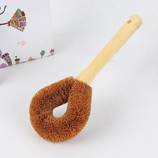 Hushållskök Naturlig Kokospalm Gryt- och Skålrengöringsborste med Trähantag
