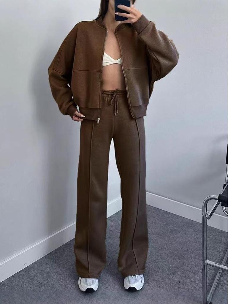 2025 Women's Solid Color Zip Cardigan Sweatshirt - Casual Spring Fashion