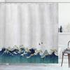 Japanese Ceramic Handicraft Waterproof Polyester Fabric Waterproof Polyester Fabric Bathroom Curtain 180 X 200cm with 12 Hooks