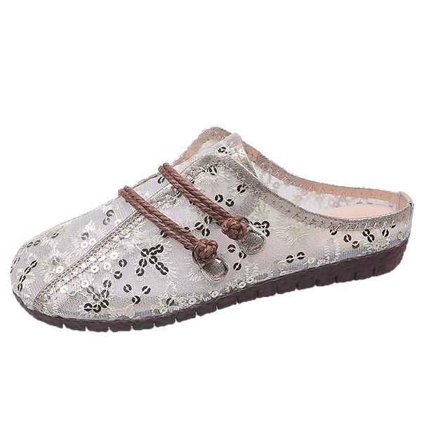 Old Beijing Cloth Shoes Women's 2025 New Lace Breathable New Chinese Style Women's Shoes Temperament Single Shoes Platform Slippers Women