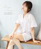 Nishiki Summer Short Cotton Soccer Tailored Open Loungewear Women's Pajamas, Sleeves, Cool, 100% Fabric, Skin-Friendly, Collar, Front, Shorts, (Beige