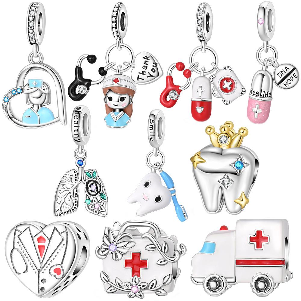 DIY Beaded Bracelet Accessories Cute Cartoon Nurse Tooth Charm Beads
