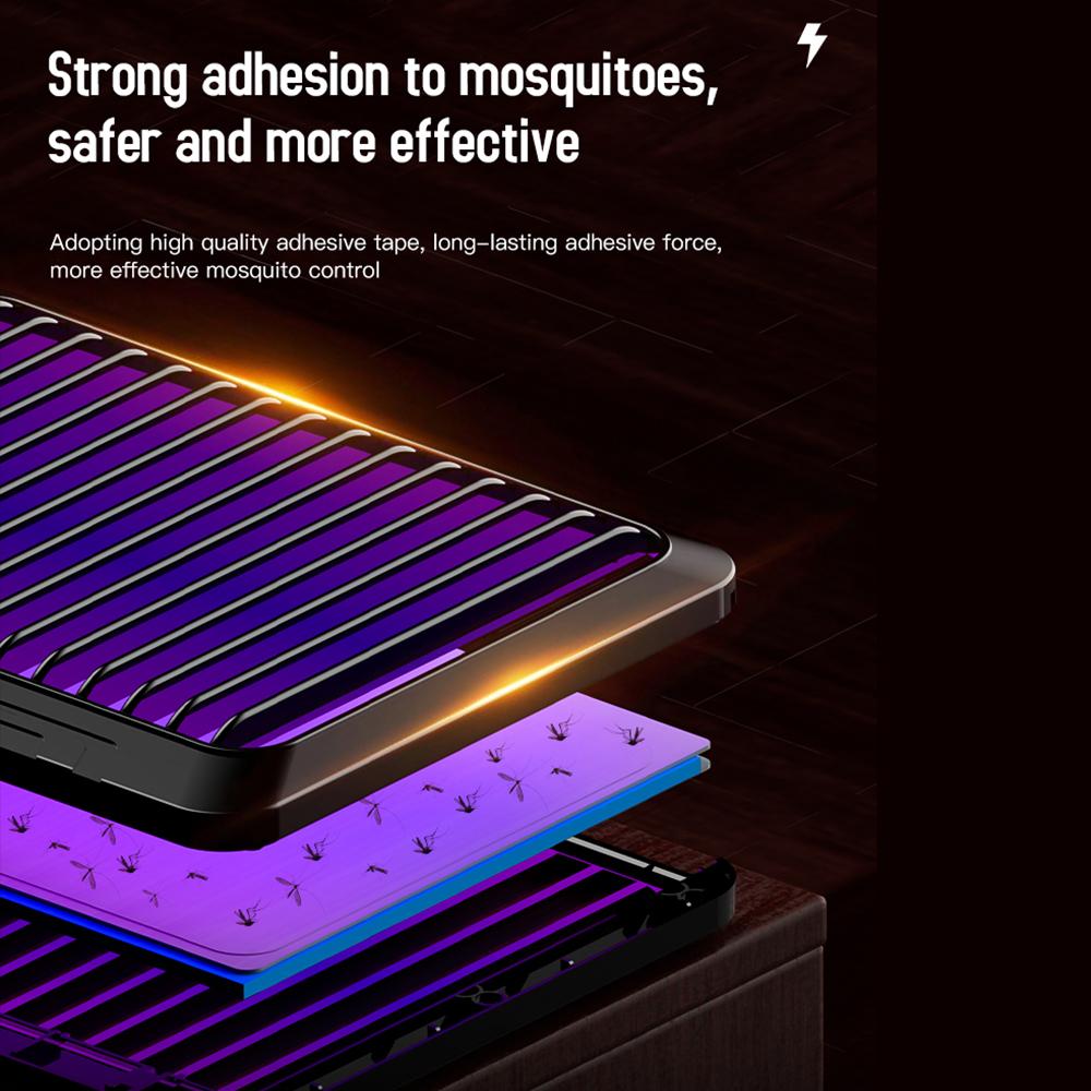 Mata-insetos elétrico, armadilha para moscas interna alimentada por USB com 6 adesivos de substituição, economia de energia silenciosa