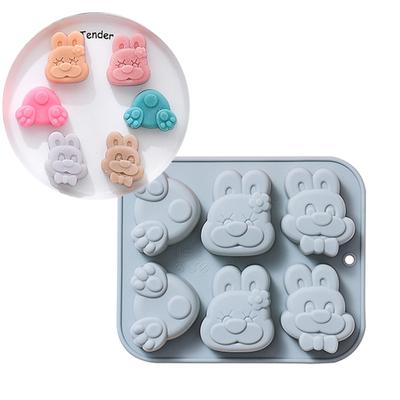 Stampo in Silicone 3D Coniglio 6 Cavità Flessibile per Alimenti Argilla Resina Ceramica Caramelle Fondente Caramelle Cioccolato Sapone