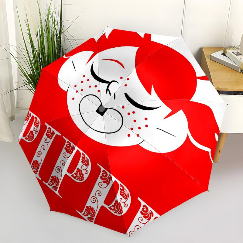 1pc Pippi Longstocking Adventure Automatic Folding Umbrella, Portable Collapsible Design, Casual Outdoor Accessory L1127009