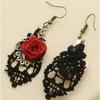 New Gothic Versatile Dark Style Rose Earrings Women's European and American Silk Flower Earrings