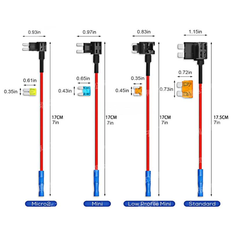 2Pcs 12V Fuse Holder Add-A-Circuit Tap Adapter Micro2 Mini Small Standard Atm Auto Fuse With