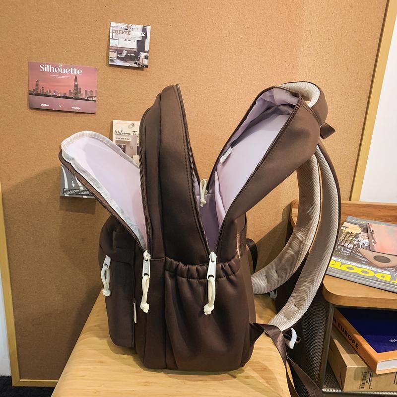 Women Large Capacity Backpack Student Schoolbag Men Solid Color Backpack