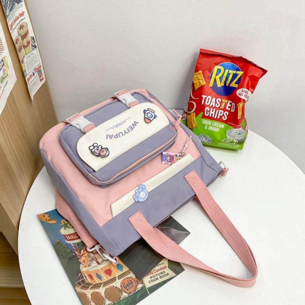 Ins Students School Bags Multi Pockets Large Handbag Cute Teenage Shoulder Bags  Girl
