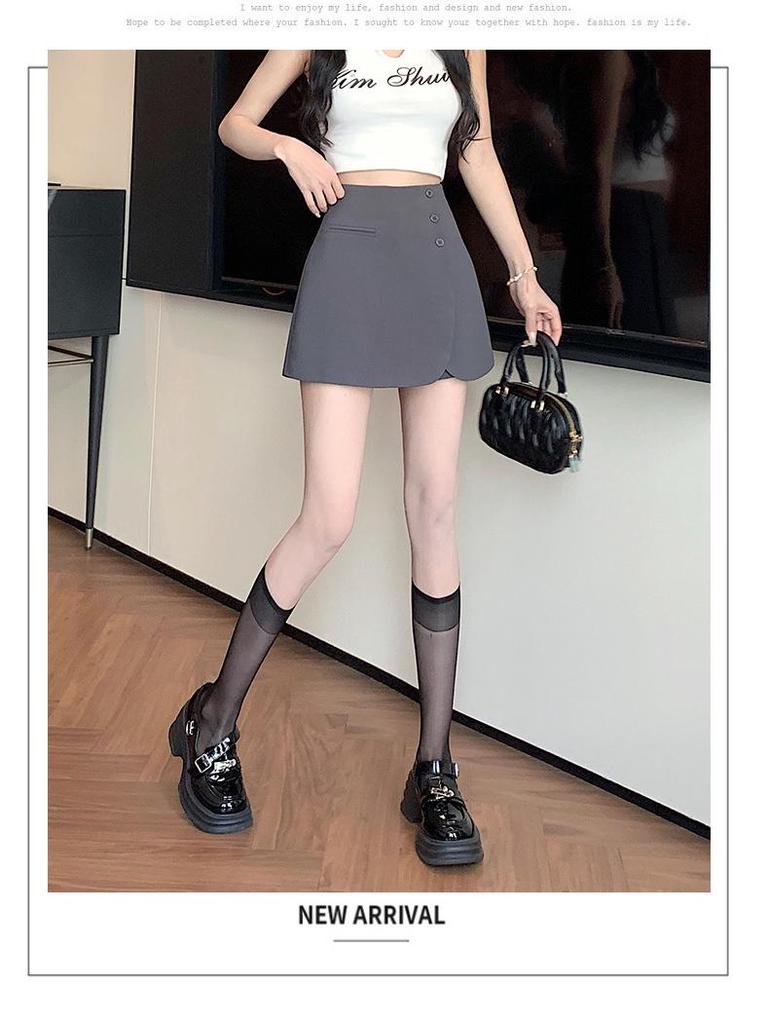 2025 Spring Women's High Waist A-line Shorts Skirt - Fashionable, Slimming, Casual Fit