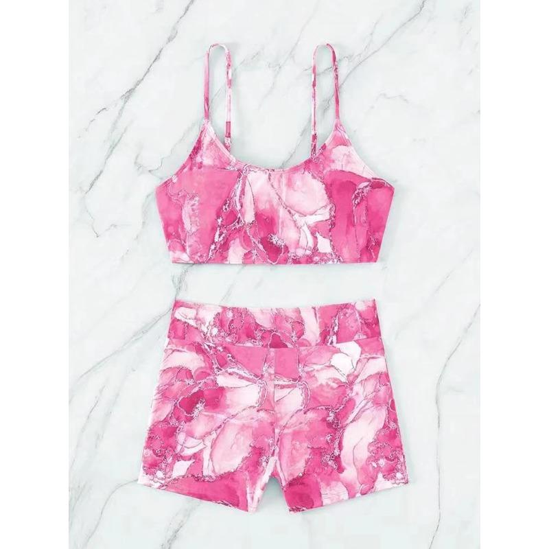 Two Pieces Marble Print Swimwear 2026 Women High Waist Swimsuit Summer Beach Wear Female Bathers Bathing Swimming Sport Suit