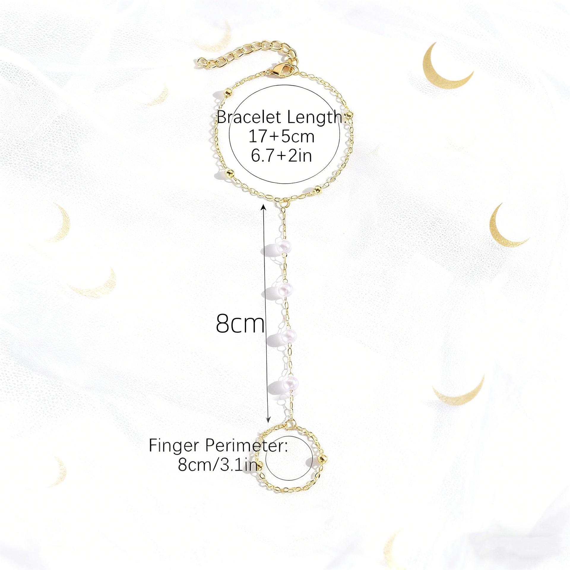 Богемный браслет-цепочка на палец с бирюзовой бабочкой и искусственным жемчугом