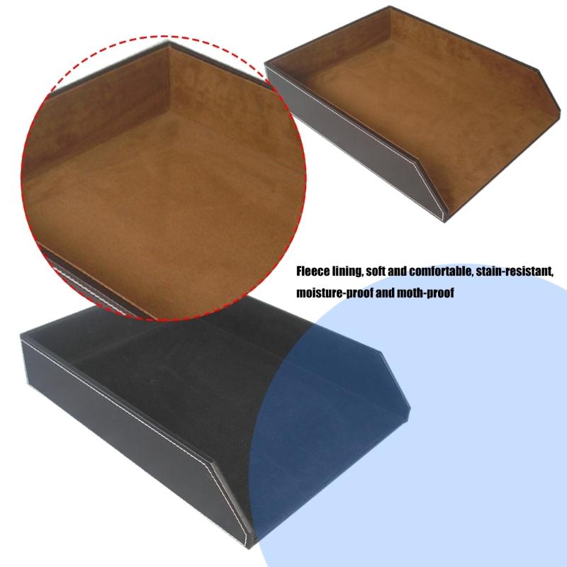 File Storage Tray Desk Organizers File Holders For A4 Documents Combining Textured PU Leather Surfaces And Sturdy Base