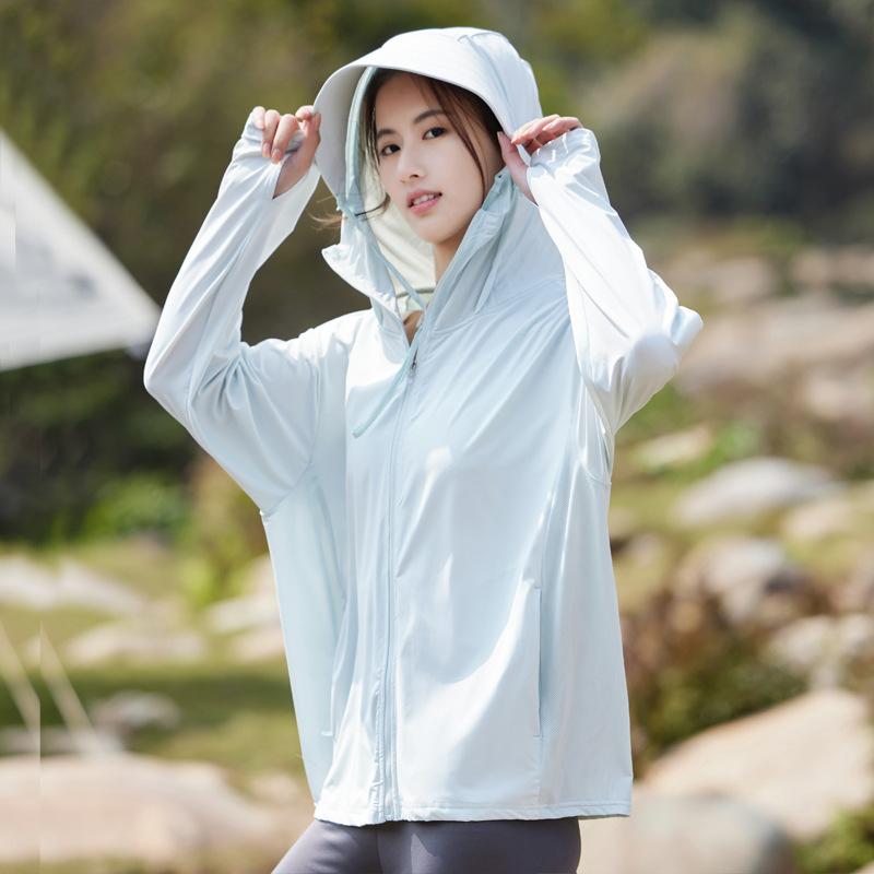 Ice silk sun-protective shirt for women, couple's ultra-thin fishing outdoor skin shirt, UV-resistant breathable sun-protective shirt for men