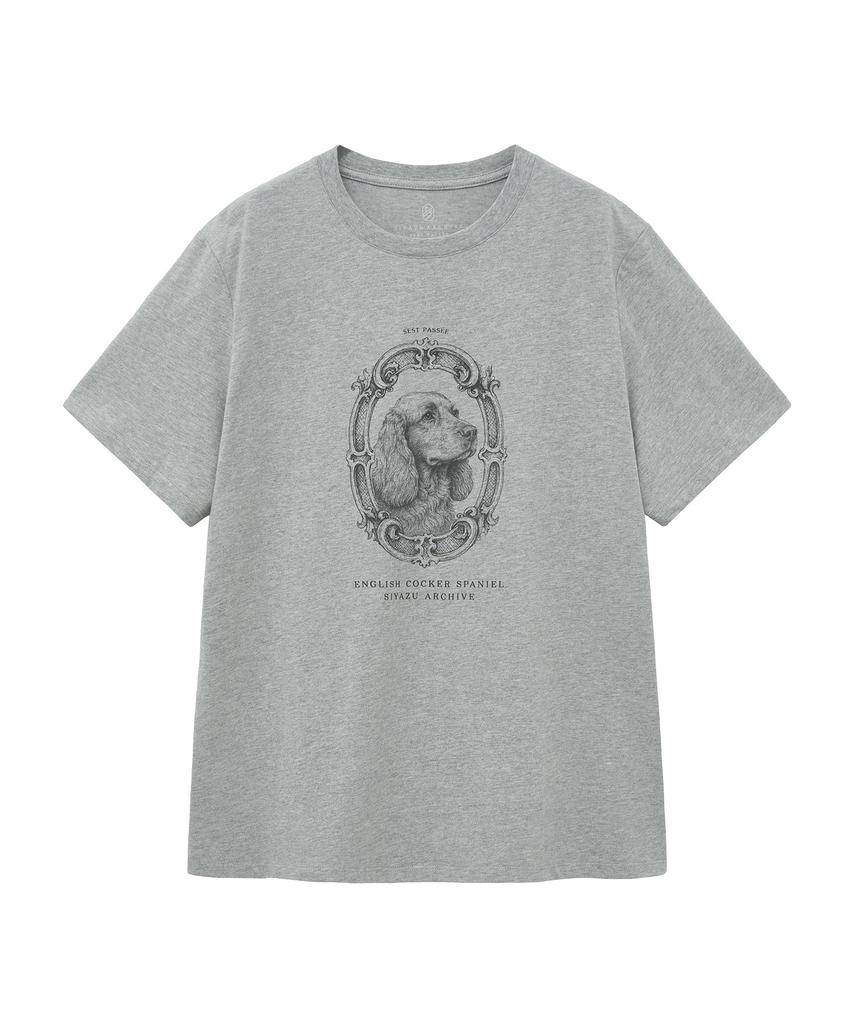 Siyajyu Sitp5236 Cocker Spaniel Print Short Sleeve T-Shirt_Melange Gray