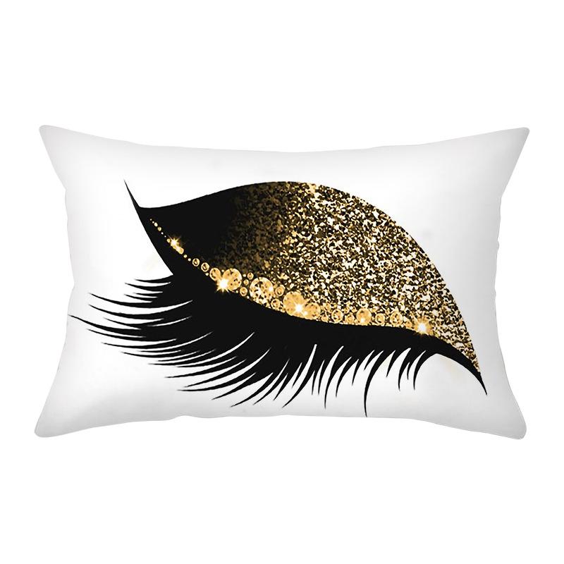 Peach Skin Waist Pillowcase Eyelash Print Cushion Cover Sofa Office Cushion Cover
