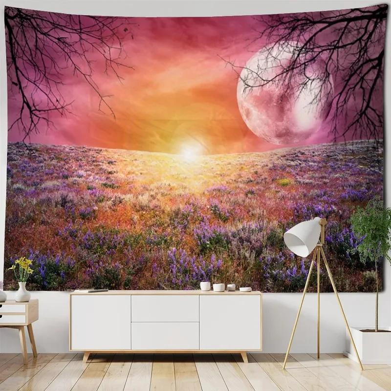 Prairie Night Scene Starry Sky Pattern Tapestry Home Wall Decoration Tapestry Bedroom Living Room Tapestry