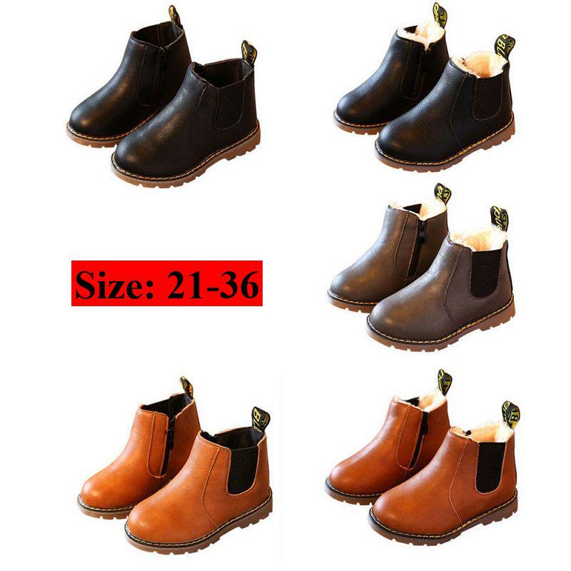 Buy Children Kids Winter Thick Martin Boots Baby Boy Girl's Casual Leather Snow Boots Toddler