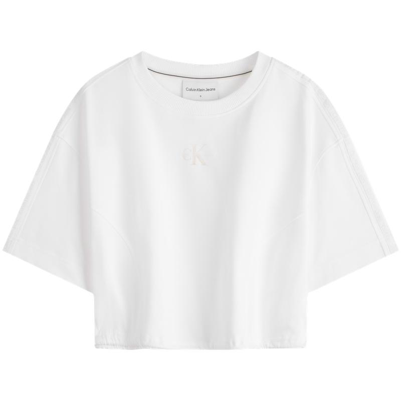 

Calvin Klein Sun Protection Cool Feel Drawstring Hem Loose Short Sleeve Hoodie Women hoodies Moonlight-White J223330 M