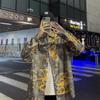 Summer New Youth Students Hong Kong Style Full Printed Short-Sleeved Shirt Korean Style Shirt Men's Long Sleeve Casual Top Shirt Coat