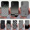 Checkered Chess Board Case For Samsung S22,S21,S9,S25,S24,S23,Ultra,FE,S20,S10,Plus,Lite,Soft Silicone Black
