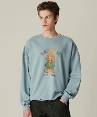 BEYOND CLOSET [Collection Line] Namaste Preppy Sweatshirt Teal Blue