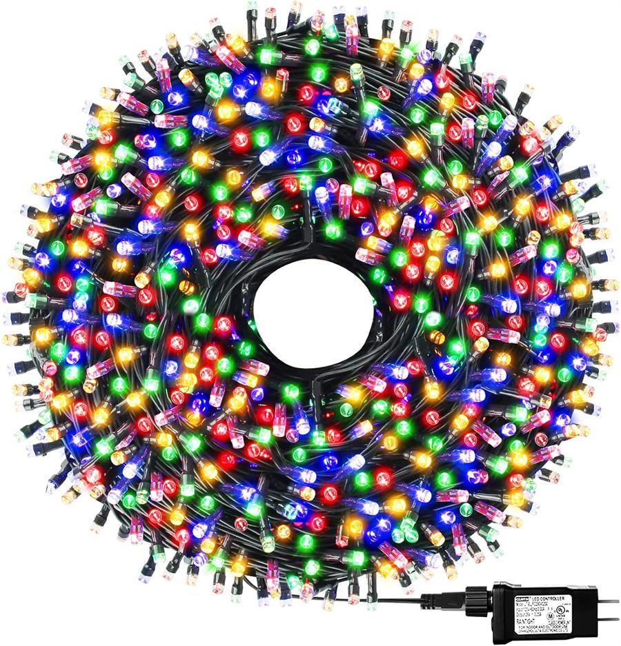 100M 1000 LED Christmas Fairy Light Outdoor Christmas Tree String Light Green Wire 8 Modes Waterproof Plug in Garland Light