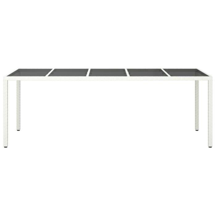 VidaXL Table de jardin blanc 250x100x75 cm résine tressée verre trempé 362556