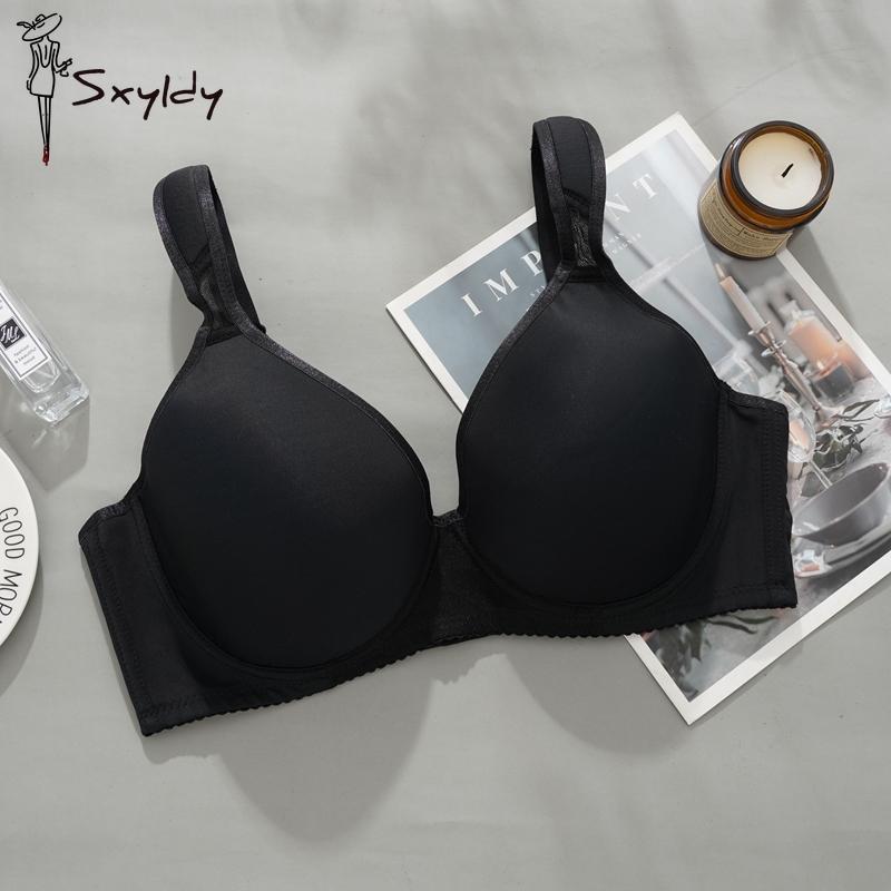 

Женский бюстгальтер с широкими бретелями, большой размер, тонкие чашки, сборка, регулировка, антипровисающий, универсальный бюстгальтер для женщин 40/90 чёрный