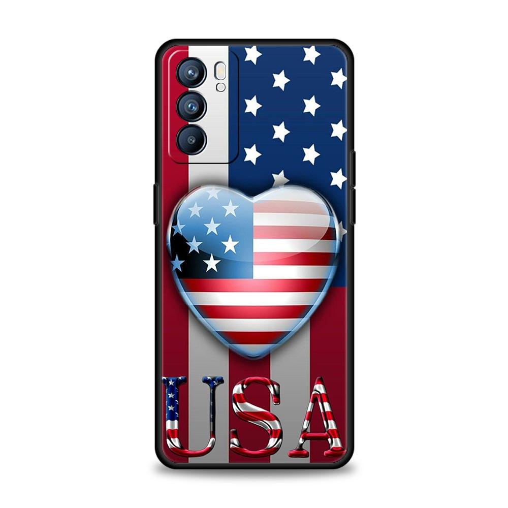 Phone Case Cover For Oppo A17 A31 A54 A57 A78 A79 Find X5 X6 Reno 7 8 10 11 12 13 F Pro 5G Soft TPU American United States Flag