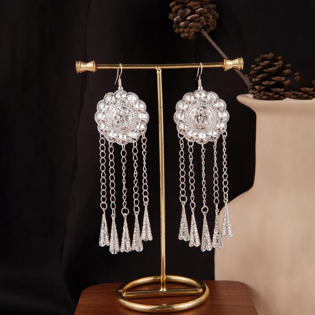 Miao Long Silber Quastenohrringe: Ethnischer Stil, Leichter Luxus, Übertriebenes Design für Frauen