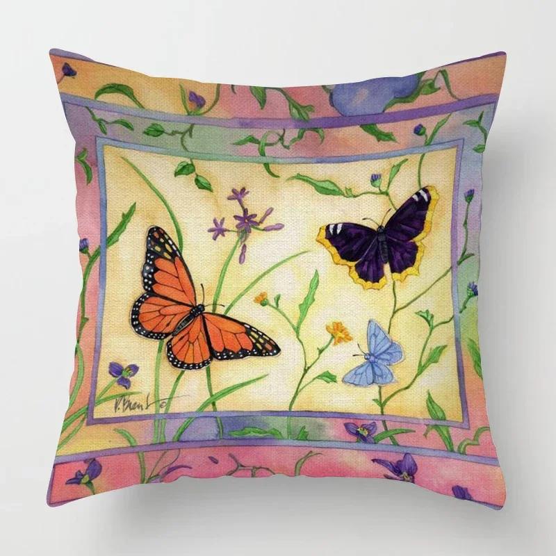 

Скандинавская осенняя домашняя декорация Наволочка с летящим узором Чехол для диванной подушки Пляжная окружающая эстетика 66x66cm