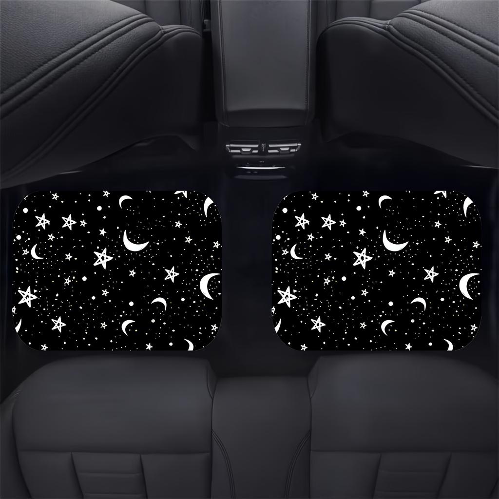 4pcs Universal Star And Moon Printed Car Floor Mats, Non-Slip Automotive Accessories, Women Decoration, for Van