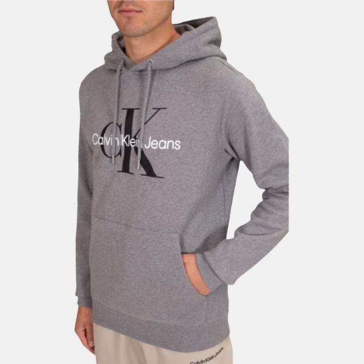 Calvin Klein Letter Print Hooded Long Sleeve Sweatshirt Men Sweatshirt Gray J30J320934-P2D