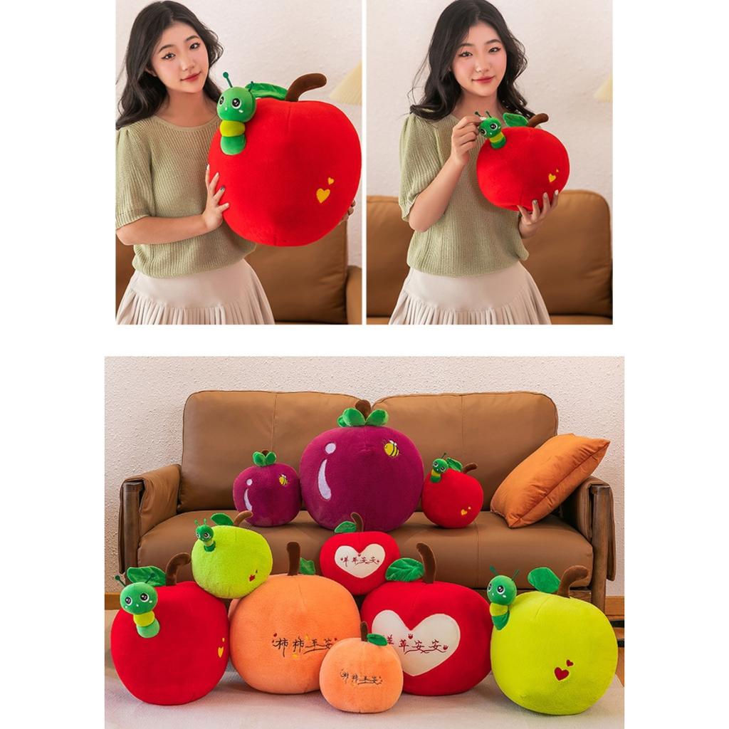 Fruit Toys Plush Red And Green Apples Persimmons Mangosteen Cushions Pillows