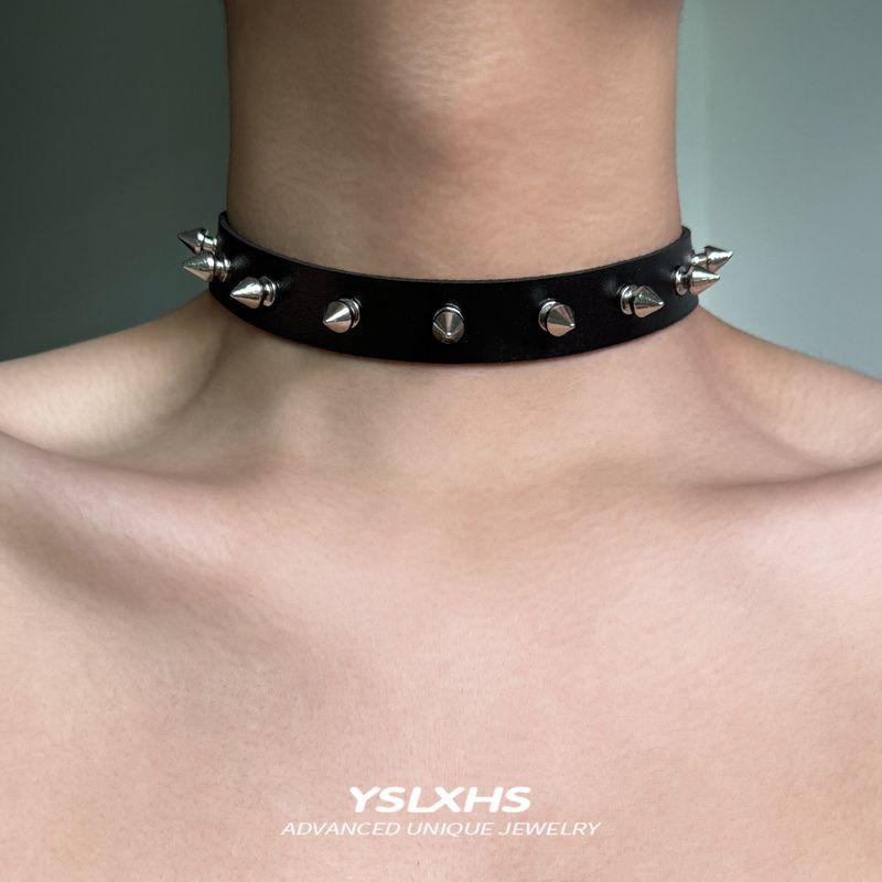 Punk Goth Choker Rivet Yabi Accessories Collar Stylish Exaggerated Versatile Necklace Fashion Dark Clavicle Chain