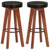 Day and Night - Day and Night Kitchen Stools 2 Pcs Genuine Leather Solid Acacia Wood