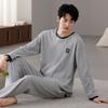 Pajamas Men'S Spring And Autumn Waffle Cotton Long Sleeve Suit Men Can Wear Cotton Loungewear