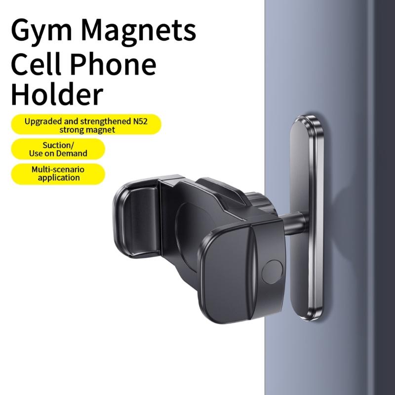 Gym Phone Mount Metal Base Magnetic Cellphone Mount For 4-7Inch Devices Secure 360 Rotation Phone Holder