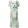 Sancai Plus Size French Ruffle Chiffon Print Dress