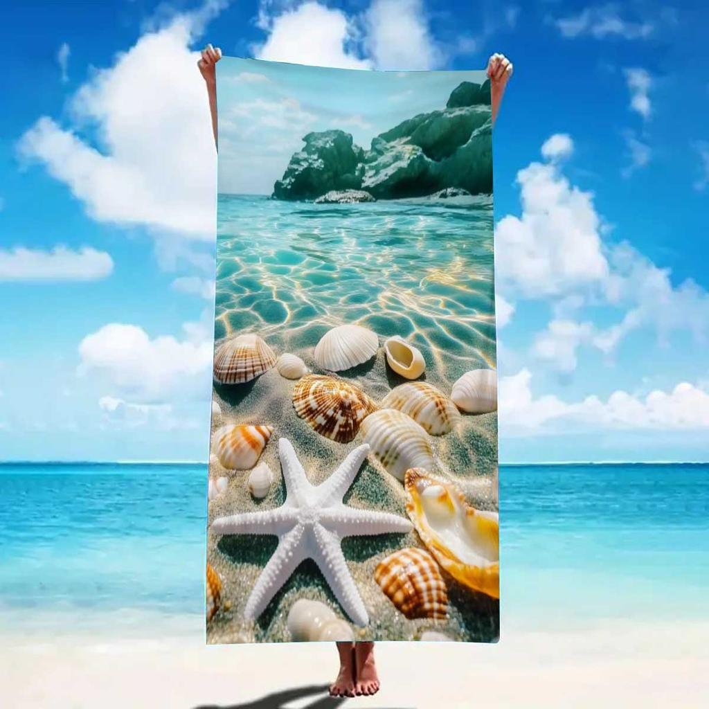 Cartoon Marine Creature Pattern Microfiber Beach Towel Quick Dry Lightweight Absorbent Towel for Beach Swimming Camping Outdoor