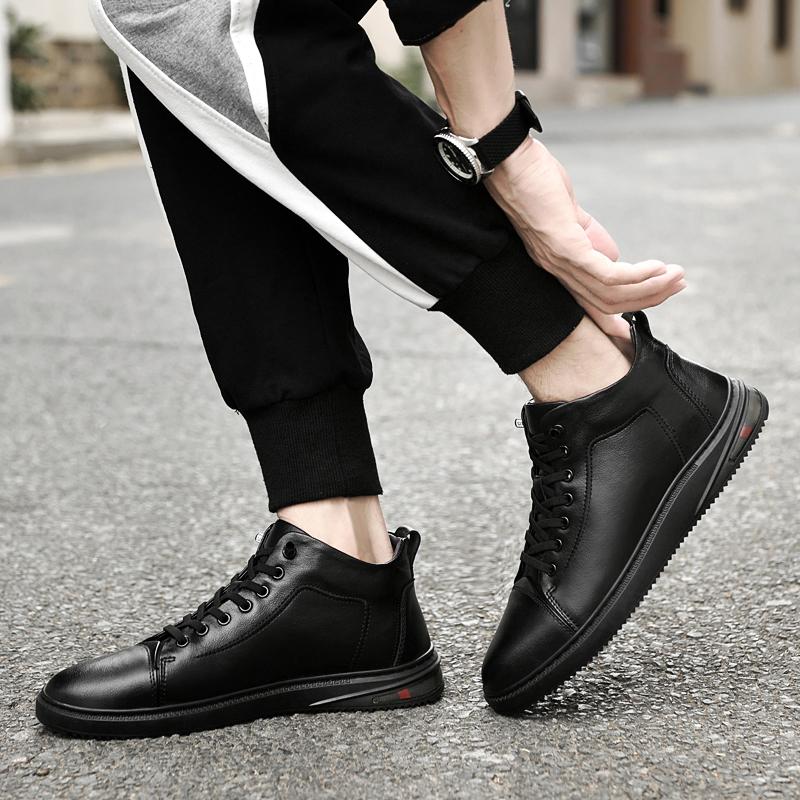 Fashion Men Boots 2024 New Mens Sneakers Classic High Top Male Comfortable Walking Shoe Genuine Leather Warm Winter Boots Men
