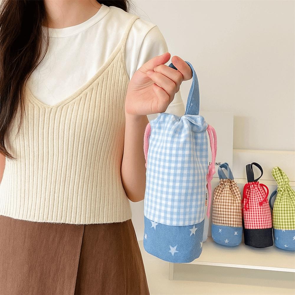 Flaschenhalter mit Kordelzug Segeltuch Becher Tasche Outdoor Kleine Aufbewahrungstasche Flaschenabdeckung Damen